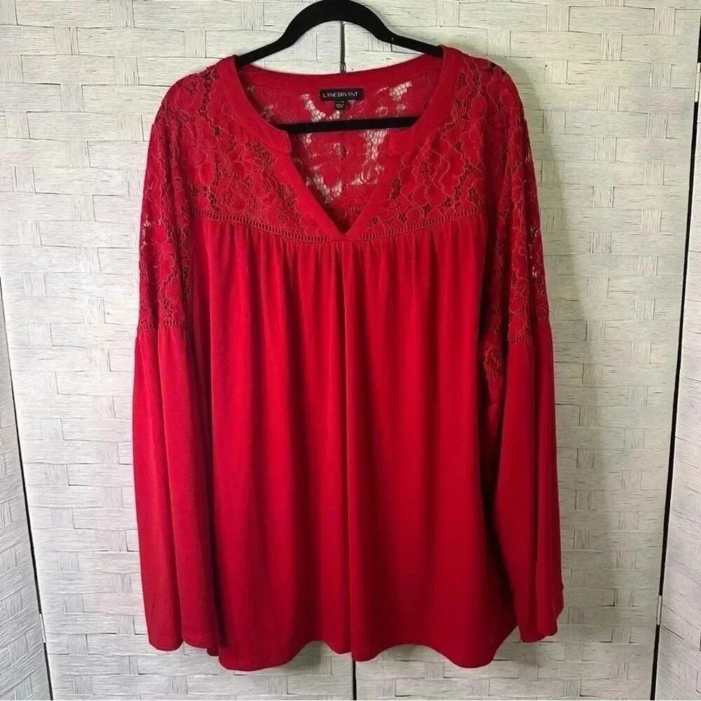 Lane Bryant Womens Blouse Flowe Lacey Bohemian feminine  plus‎ size